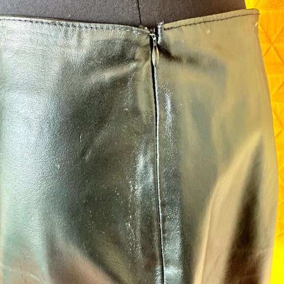 Vintage 1980s Finity Genuine Leather Black Mini Skirt Size 14 - Picture 8 of 13